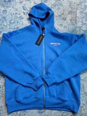 White Fox Blue Tee with Pale Pink Puff Logo